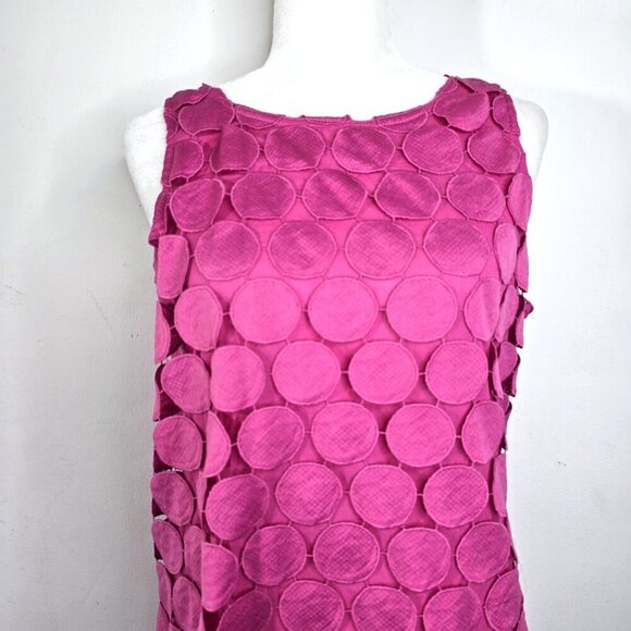 Umgee Pink Polkadot Crochet Lace Overlay Mini Shift Dress - Picture 4 of 12